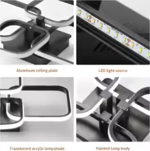 LED Ceiling Light,Modern Square LED Ceiling Lamp,60W Metal Acrylic Indoor Light for Bedroom,Study Room,Cool White Light 6000K
